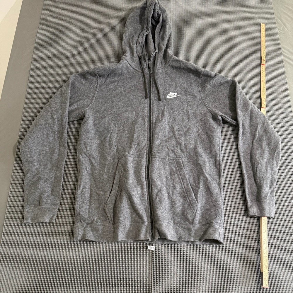 Nike Mens Full Zip Hoodie Gray Heather Logo Sweatshirt Size M